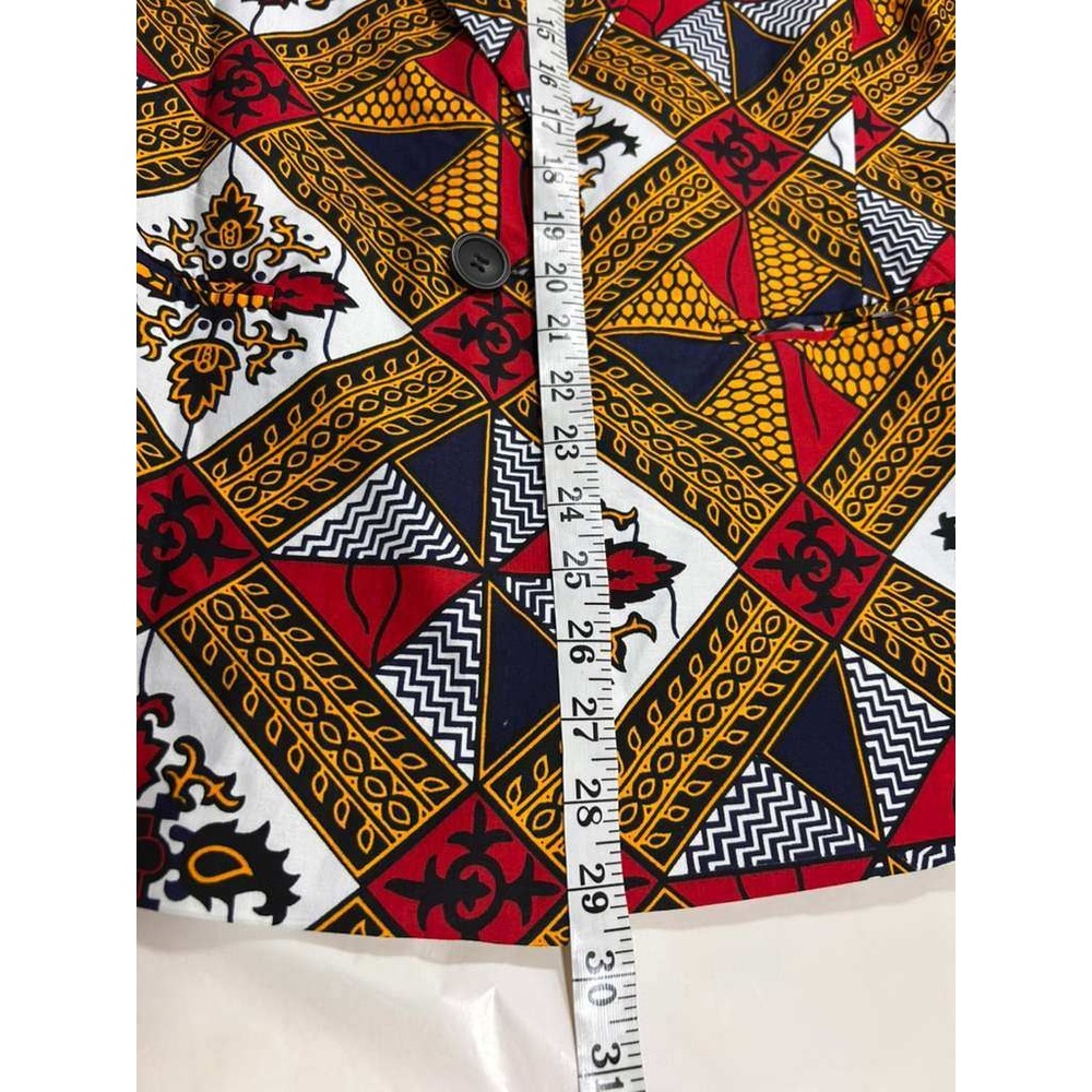 D'Iyanu Womens African Print Blazer Red Yellow Navy Geometric Jacket Size M‎ - Picture 5 of 10